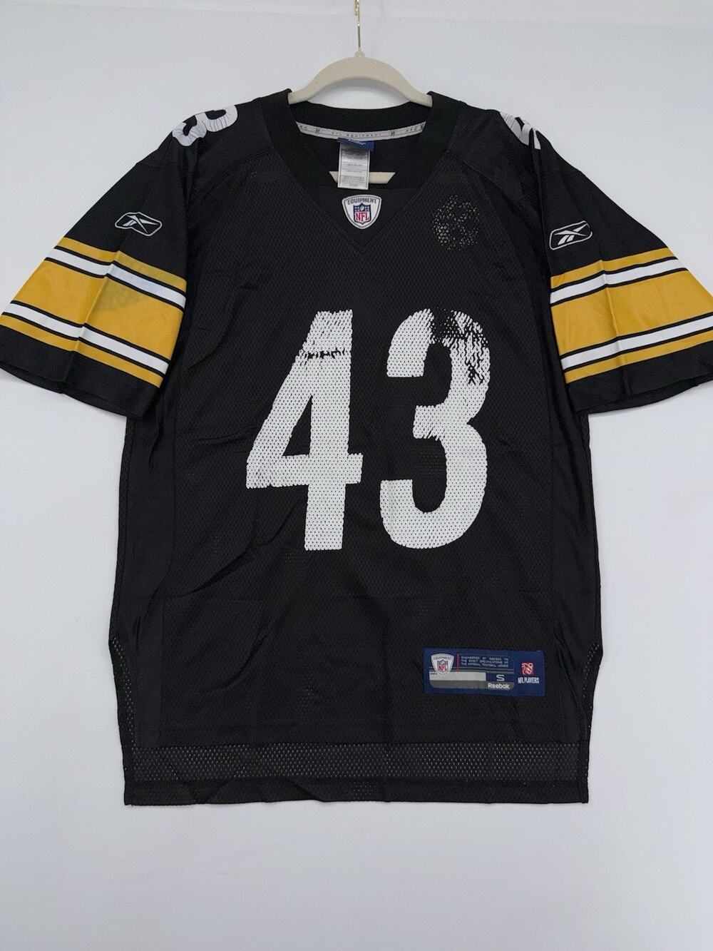 Reebok Pittsburgh Steelers Troy Polamalu 43 NFL Jersey Black Mens Small Vintage